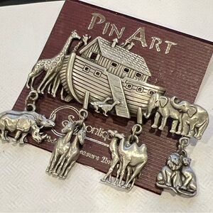 27 Silver Noah's Ark Animal Dangle Wall Accent